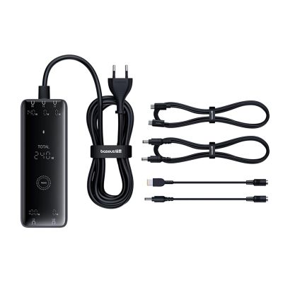 9. Ładowarka sieciowa Baseus Digital GaN 3xUSB-C 1xUSB-A 240W z kablem zasilającym - czarna