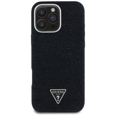 3. Etui Guess Denim Triangle Logo MagSafe na iPhone 16 Pro Max - czarne