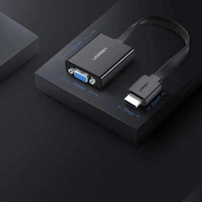 14. Ugreen adapter przejściówka HDMI - VGA micro USB / audio 3,5 mm mini jack czarny (40248)