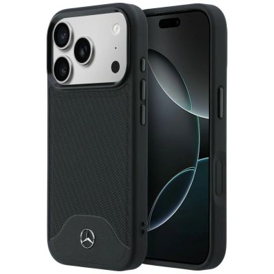 Etui Mercedes Leather Wood Effect and Curve MagSafe na iPhone 17 Pro - czarne