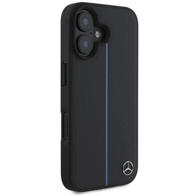 4. Etui Mercedes MB Blue Line Leather MagSafe na iPhone 16 - czarne