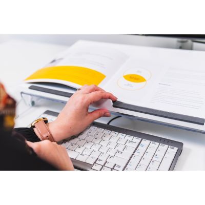 4. BakkerElkhuizen FlexDesk 630N deska z klipsem na dokumenty Akrylowy, Plastik, Guma, Stal Przezroczysty, Biały