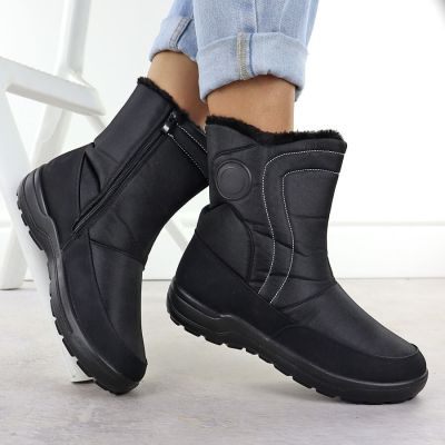 2. Śniegowce damskie płaskie ocieplane czarne Potocki SU33310