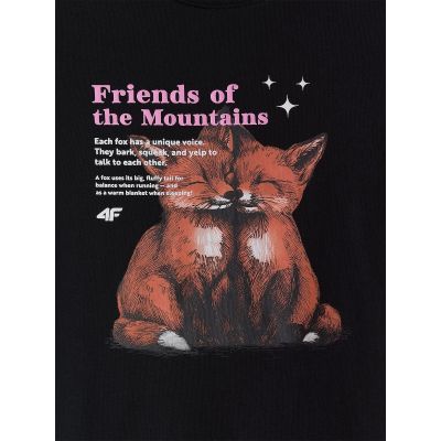 8. T-shirt regular z nadrukiem dziewczęcy 4F 4FJKAW26TTSHF4429-20S