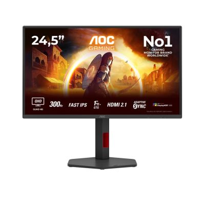 7. Monitor AOC Q25G4SR, 24,5 cali, IPS, Złącze QHD, 16:9, 300 Hz, 1 ms, 2560 x 1440 pikseli, 400 cd/m2, Ilość portów HDMI: 2, Czarny