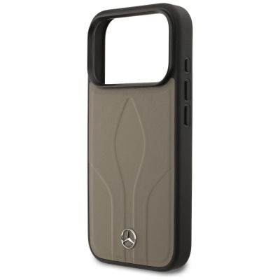 6. Etui Mercedes Leather The Move MagSafe na iPhone 17 Pro - beżowe