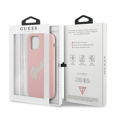 8. Etui Guess Silicone Vintage na iPhone 12 Pro Max - różowo-zielone