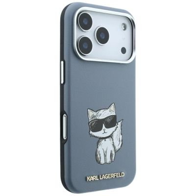 4. Etui Karl Lagerfeld Smooth Choupette Sketch MagSafe do iPhone 18 Pro / 17 Pro - jasnoniebieske