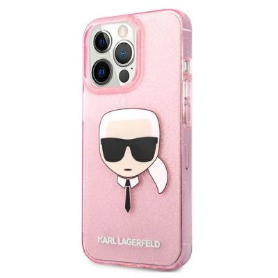 2. Etui Karl Lagerfeld Glitter Karl's Head na iPhone 13 Pro Max - różowe