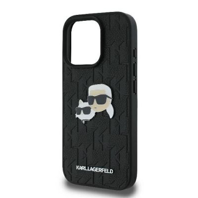 6. Etui Karl Lagerfeld Monogram Karl & Choupette Head Pin na iPhone 16 Pro - czarne