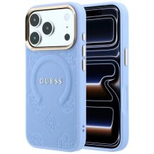Etui Guess Saffiano Peony & Ring MagSafe na iPhone 17 Pro Max / 18 Pro Max - jasnoniebieskie