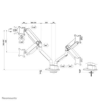 10. Neomounts DS70S-950WH2 uchwyt / stojak do monitorów 88,9 cm (35") Biurko Biały