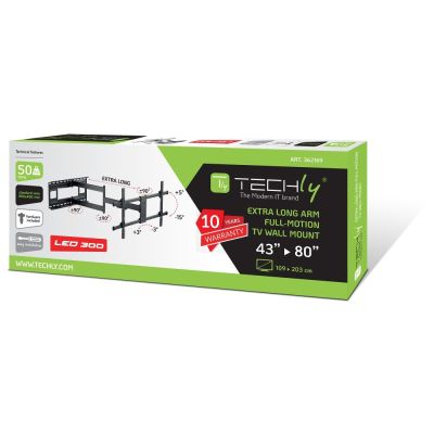 2. TECHLY DŁUGI UCHWYT ŚCIENNY TV LCD/LED 43-80 CALI