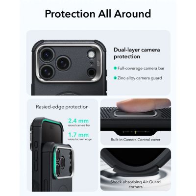 5. Etui ESR Cyber Tough Kickstand MagSafe na iPhone 18 Pro Max / 17 Pro Max - czarne