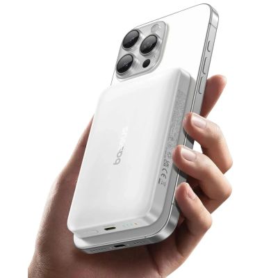 3. Powerbank Baseus EnerFill FM12 Qi2 10000mAh 22.5W kompatybilny z MagSafe z białym kablem Baseus Simple USB-C 20V/3A 0,30m - biały