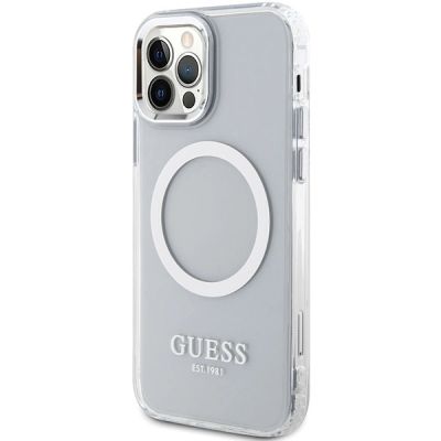 2. Etui Guess Metal Outline Magsafe na iPhone 12 / iPhone 12 Pro - srebrne