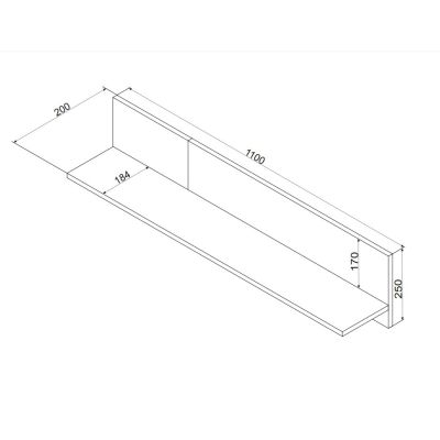 3. Półka MERCI  110x20x25 czarny/dąb artisan