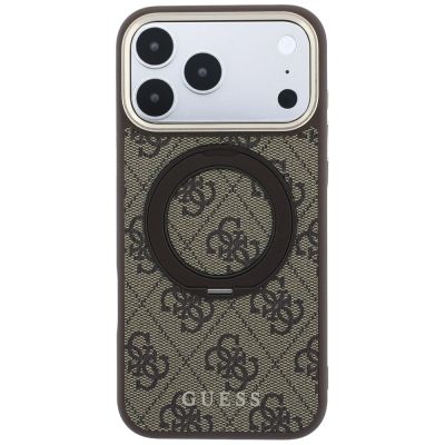 3. Etui Guess Ring Stand 360 4G Classic Logo MagSafe na iPhone 18 Pro / 17 Pro - brązowe