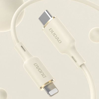 2. Kabel 2w1 Dudao L7SF USB-C - USB-C / Lightning 100W 1.2m - beżowy