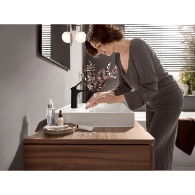 7. Hansgrohe Vivenis jednouchwytowa bateria umywalkowa 110 z podnoszoną zatyczką czarny mat