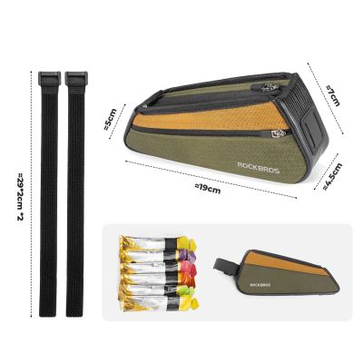 4. Torba rowerowa Rockbros 088 na górną rórę ramy 0,25L - zielono-pomarańczowa