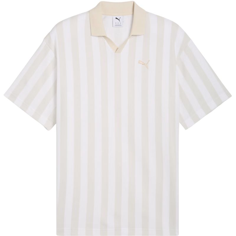 Koszulka męska Puma Class Relaxed Pinnacle Polo biało-beżowa 692069 02