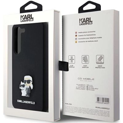 8. Etui Karl Lagerfeld Silicone Karl&Choupette Metal Pin na Samsung Galaxy S23 - czarne