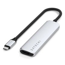 Satechi 4-w-1 USB-C Slim Multiport Adapter 4K - aluminiowy adapter do urządzeń mobilnych USB-C (USB-C, 4K HDMI, 2x USB-A) (silver)