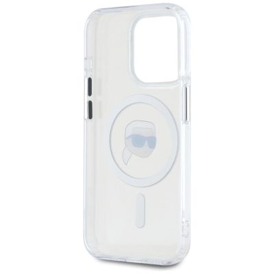 7. Etui Karl Lagerfeld IML Metal Karl Head MagSafe do iPhone 15 Pro biały