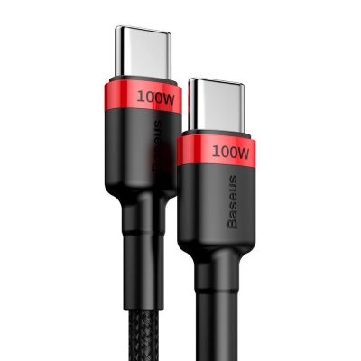 4. Kabel Baseus CATKLF-AL91 USB-C - USB-C PD QC 100W 5A 480Mb/s 2m - czarno-czerwony