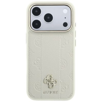 11. Etui Guess Stripe Peony 4G Logo MagSafe na iPhone 18 Pro Max / 17 Pro Max - beżowe