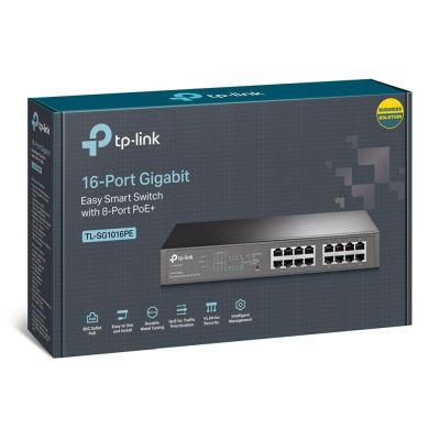 4. TP-Link TL-SG1016PE przełącznik sieciowy Zarządzany L2 Gigabit Ethernet (10/100/1000) Obsługa PoE Czarny