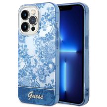 Etui Guess Porcelain Collection na iPhone 14 Pro - niebieskie