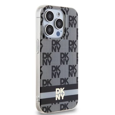 4. Etui DKNY IML Checkered Mono Pattern & Printed Stripes MagSafe na iPhone 13 Pro Max - czarne