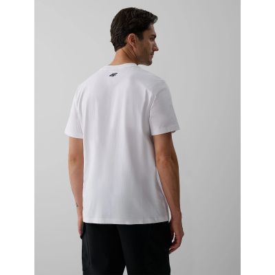 2. T-shirt regular z nadrukiem męski 4F 4FKAW26TTSHM4476-10S