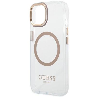 6. Etui Guess Metal Outline MagSafe na iPhone 14 Plus - złote