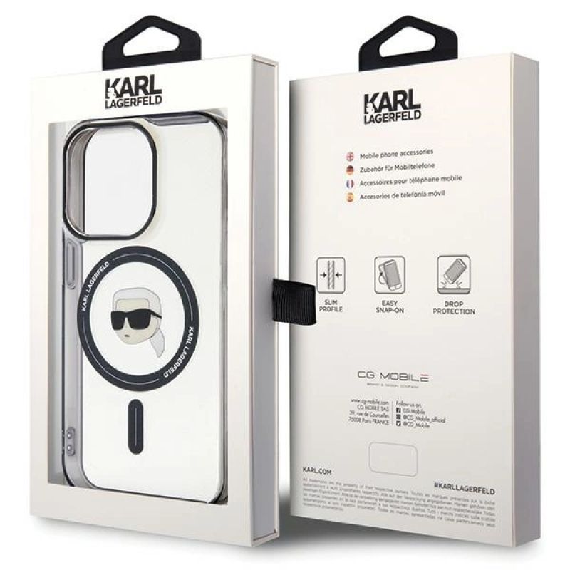8. Etui Karl Lagerfeld IML Karl's Head MagSafe do iPhone 15 Pro Max - przezroczyste