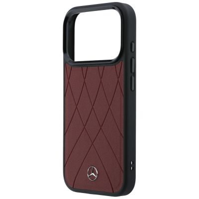 6. Etui Mercedes Leather with Crossed Lines MagSafe na iPhone 17 Pro Max - czerwone