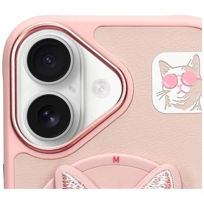 6. Etui Nimmy Glasses Cool Cat MagSafe na iPhone 16 - różowe
