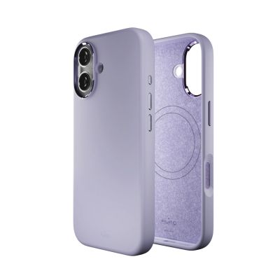 4. Etui silikonowe Puro Icon Mag Pro Liquid Silicone na iPhone 17 kompatybilne z MagSafe, z ochroną aparatu i aluminiowymi przyciskami - lawendowe
