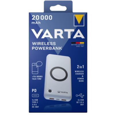 2. Varta 57909 101 111 bank mocy Litowo-polimerowy (LiPo) 20000 mAh Bezprzewodowe ładowanie Biały