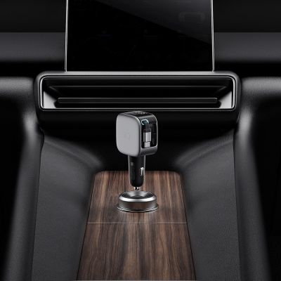 20. Ładowarka samochodowa Cuktech CC903P 100 W z wyświetlaczem i zwijanym kablem USB-C 70 cm - szara