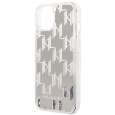 6. Etui Karl Lagerfeld Liquid Glitter Monogram na iPhone 14 Plus - srebrne