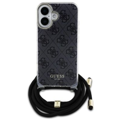 2. Etui Guess Crossbody Cord 4G Print na iPhone 16 - czarne