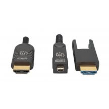 Aktywny kabel światłowodowy MANHATTAN High Speed z odłączanym złączem 4K@60Hz UHD, HDMI męski na Micro HDMI męski (typ D) i odłączany HDMI męski (typ A), 20m, HEC, ARC, styki pozłacane