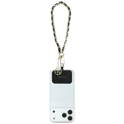 4. Pasek Guess Saffiano Chain 4G Charm - czarny