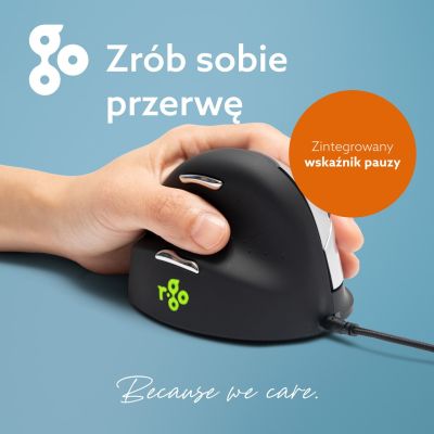 9. Ergonomiczna mysz R-Go HE leworęczna USB czarna/srebrna