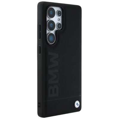 4. Etui BMW Leather Big Wordmark na Samsung Galaxy S25 Ultra - czarne