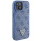 4. Etui Guess Leather 4G Triangle Strass do iPhone 15 - niebieskie