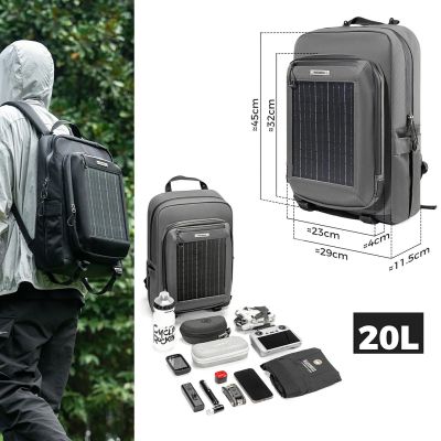 3. Plecak rowerowy Rockbros H51 Plecak z panelem solarnym - czarny